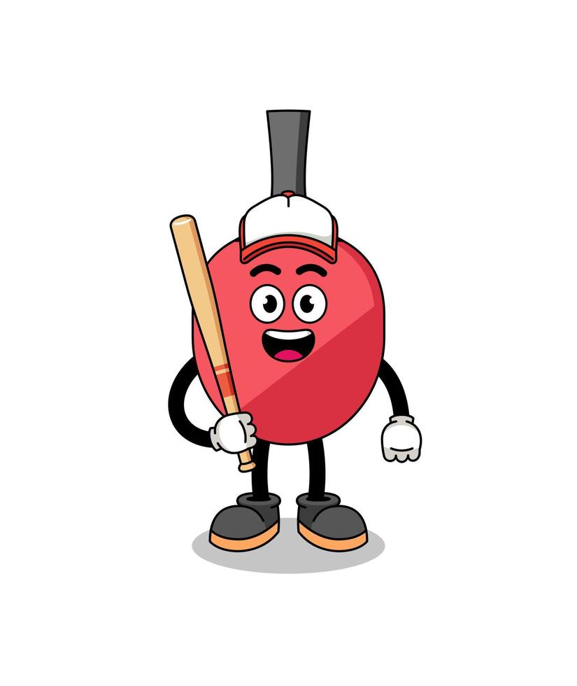 table tennis racket mascot cartoon as a baseball player vector