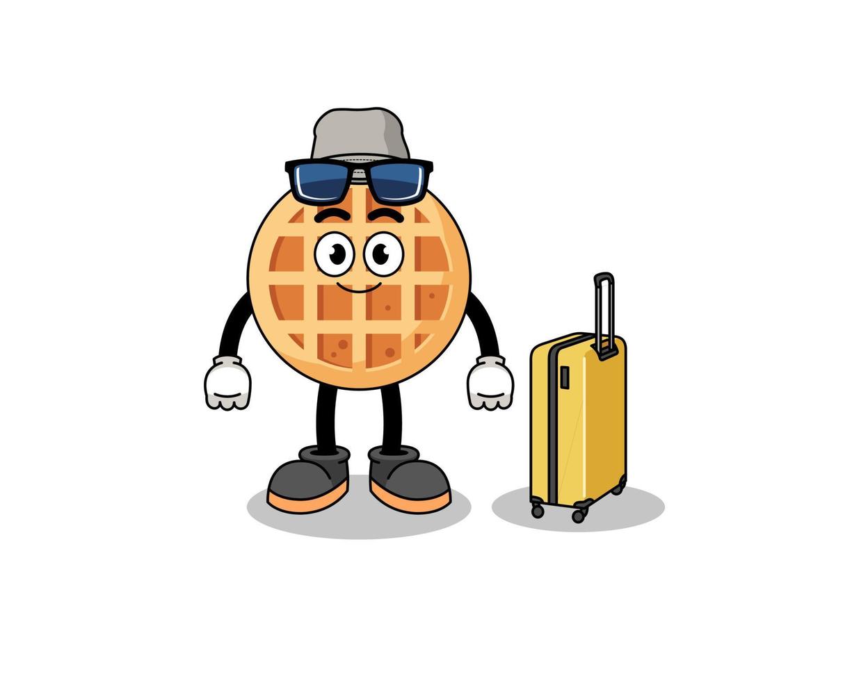 circle waffle mascot doing vacation vector