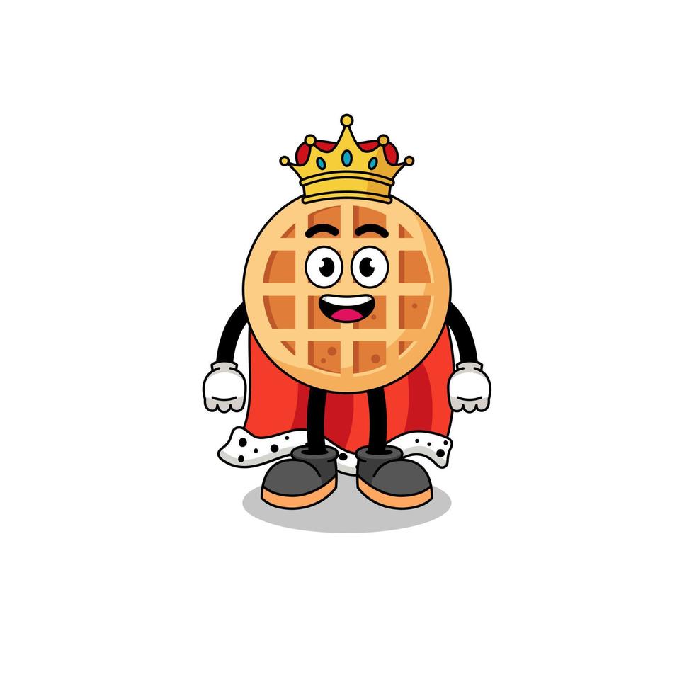 ilustración de la mascota del rey de los waffles circulares vector