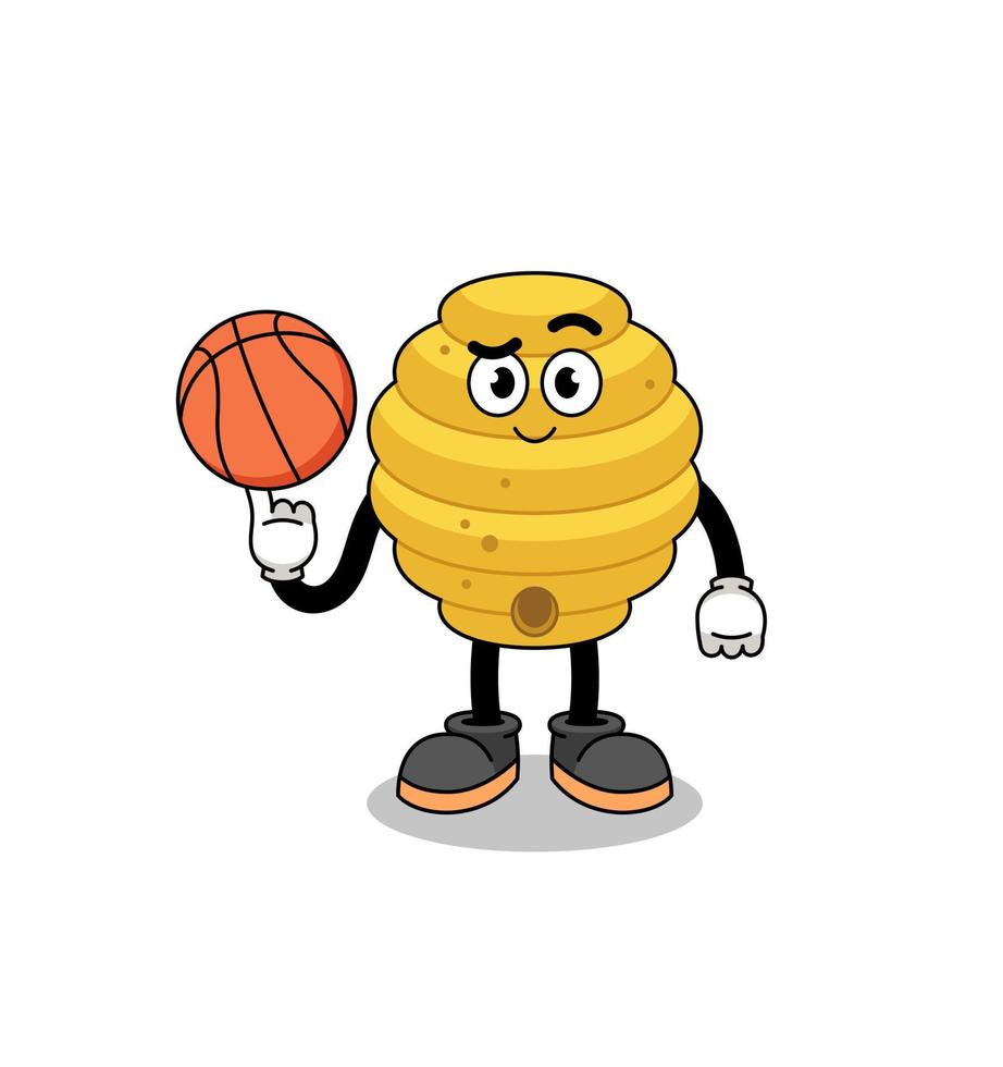 ilustración de colmena de abejas como jugador de baloncesto vector