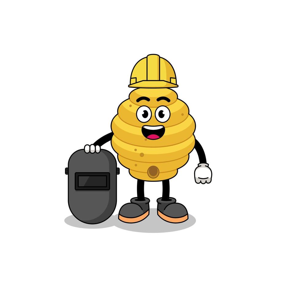 Mascot of bee hive as a welder vector