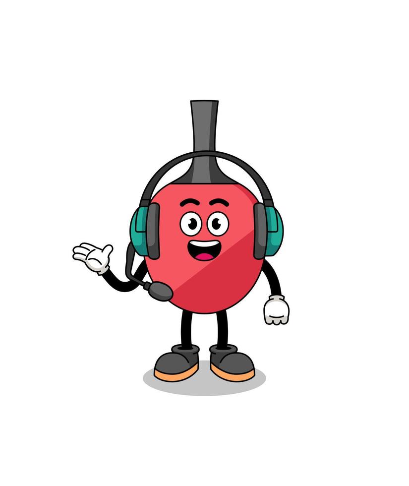 Mascot Illustration of table tennis racket as a customer services vector