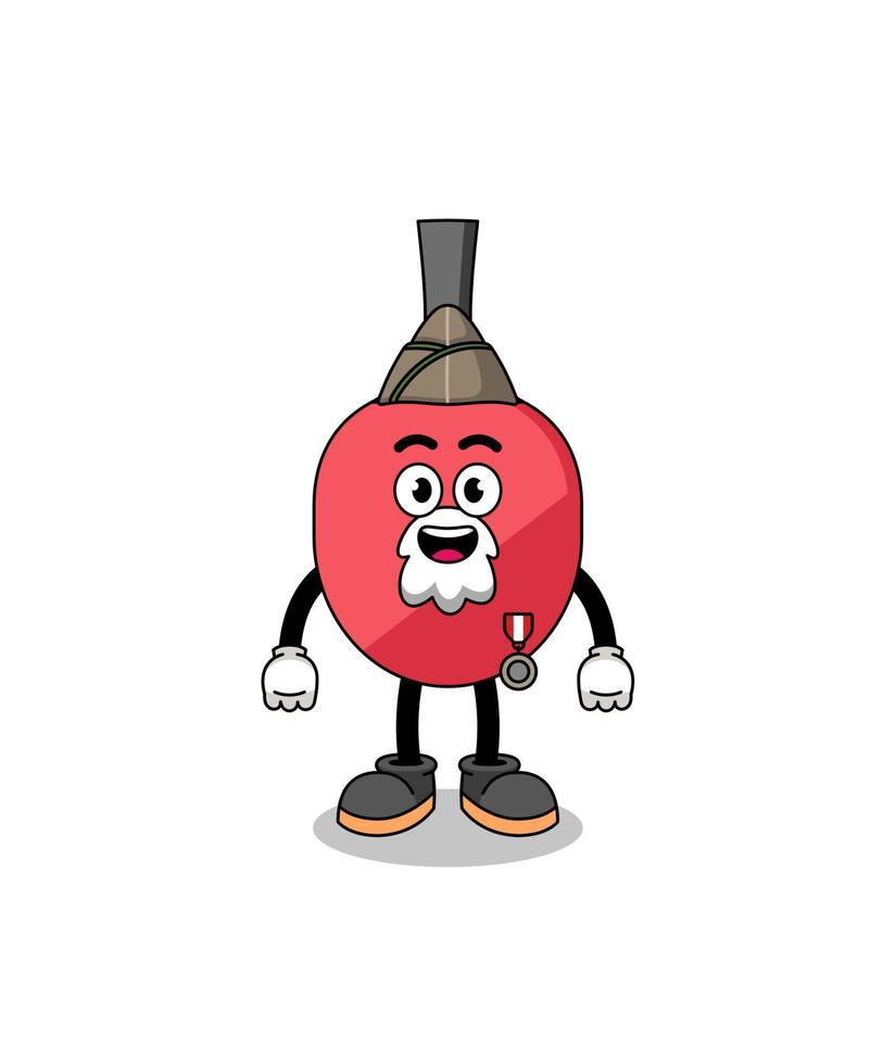 Character cartoon of table tennis racket as a veteran vector