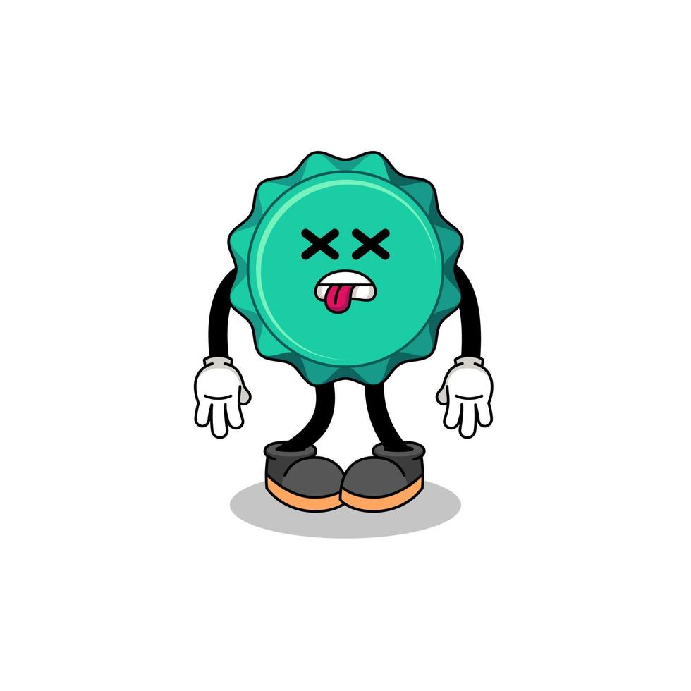 bottle cap mascot illustration is dead vector