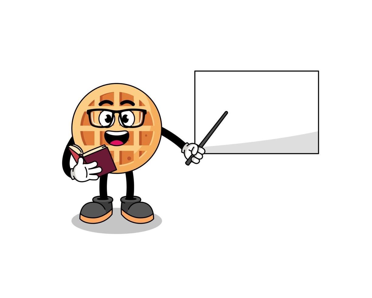 Mascot cartoon of circle waffle teacher vector