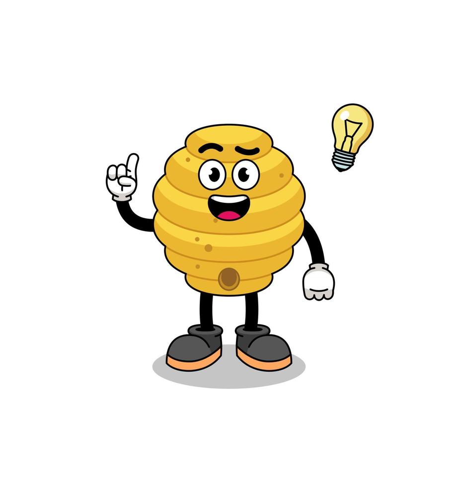 bee hive cartoon with get an idea pose vector