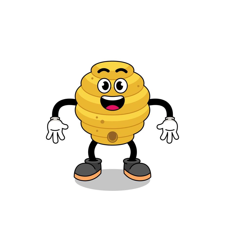 bee hive cartoon with surprised gesture vector