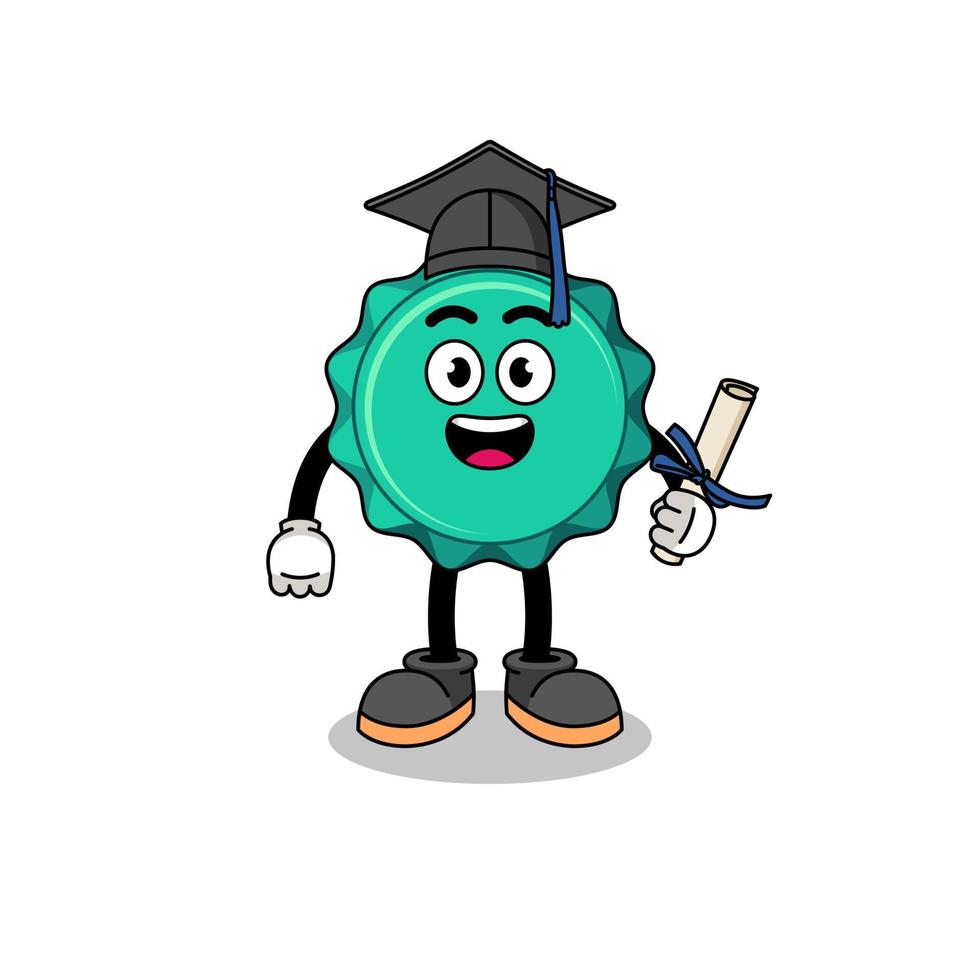 mascota de tapa de botella con pose de graduación vector