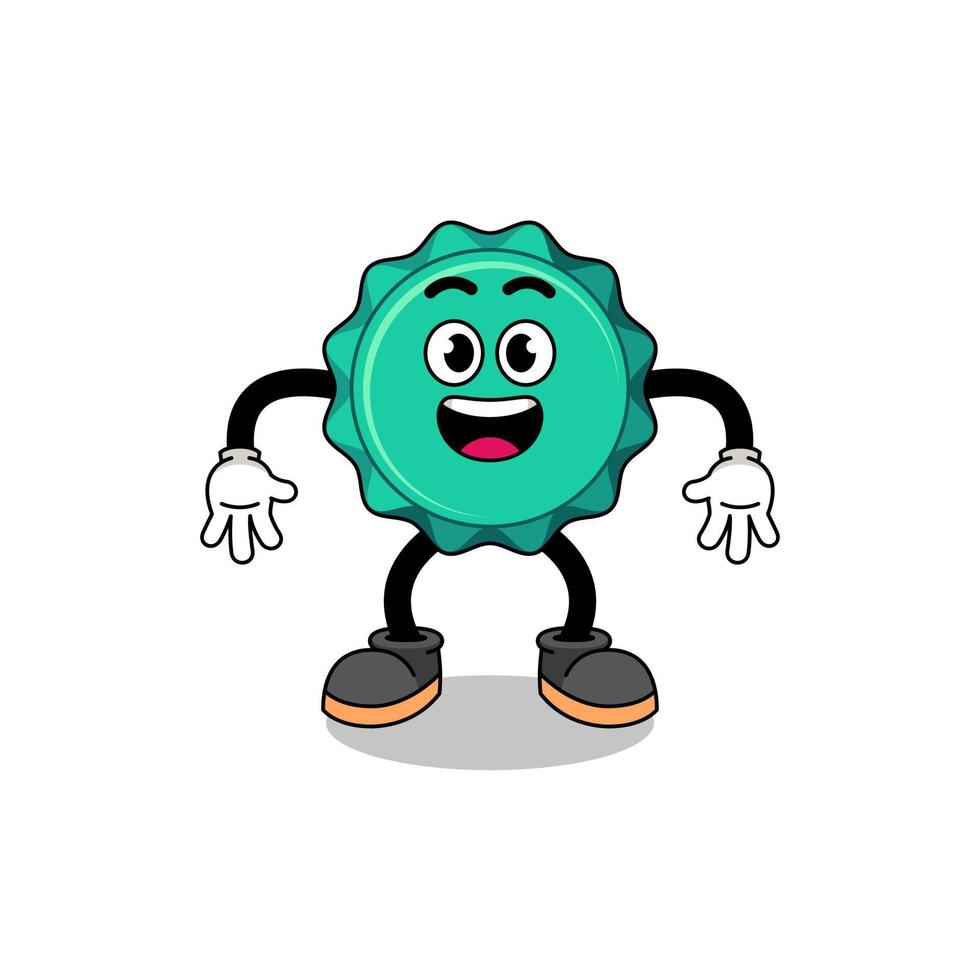 bottle cap cartoon with surprised gesture vector