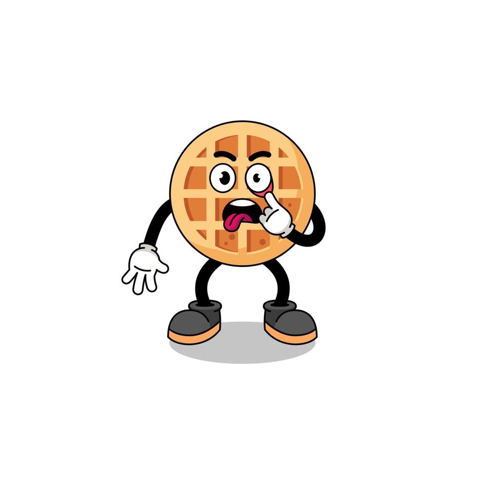 Character Illustration of circle waffle with tongue sticking out vector