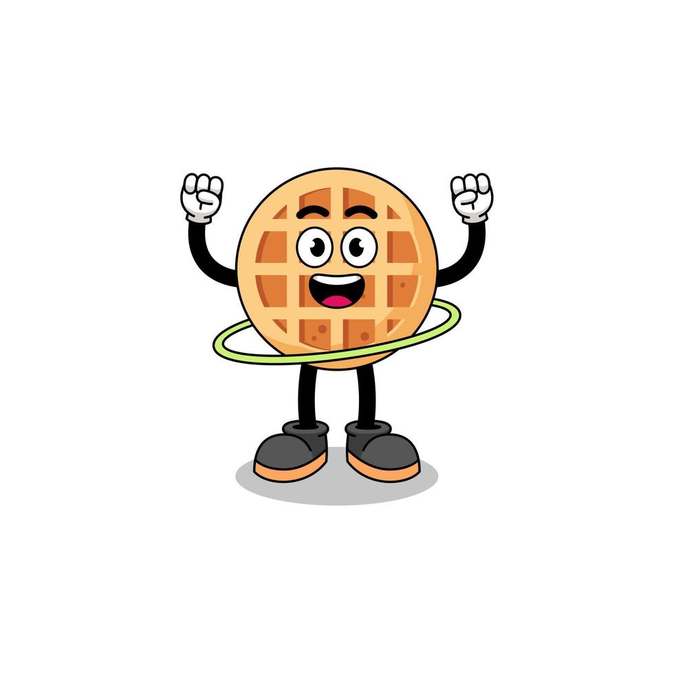 Character Illustration of circle waffle playing hula hoop vector