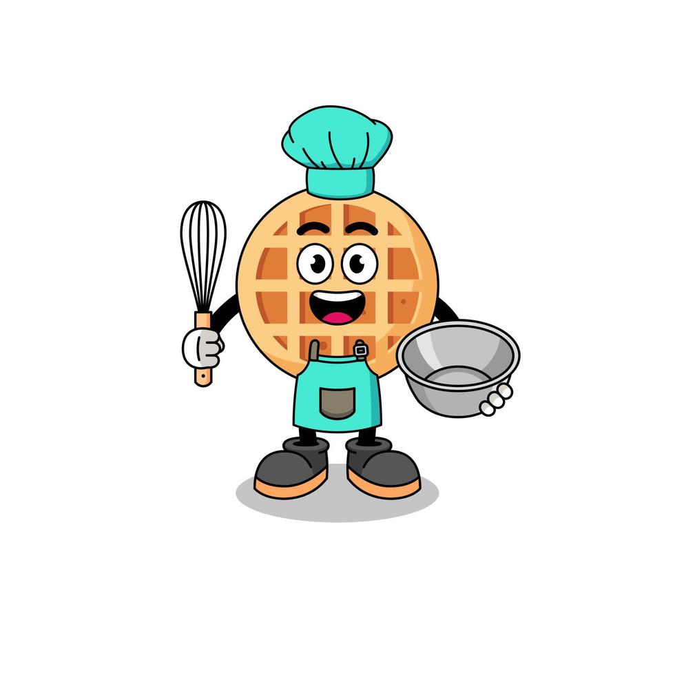 ilustración de waffle circular como chef de panadería vector