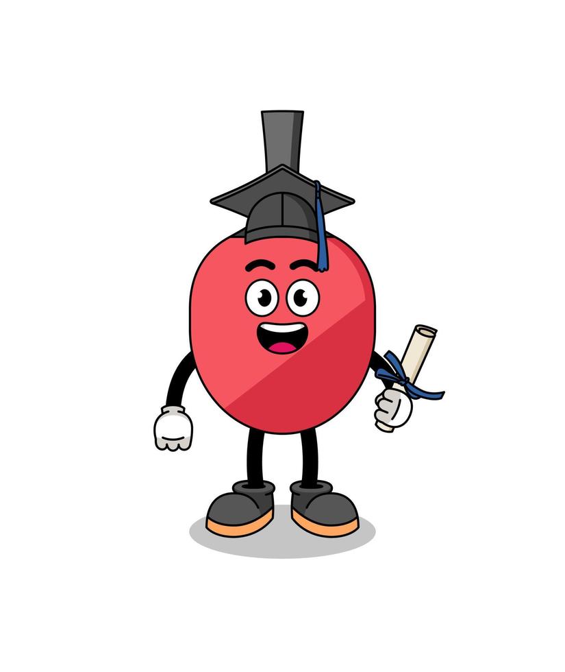 table tennis racket mascot with graduation pose vector
