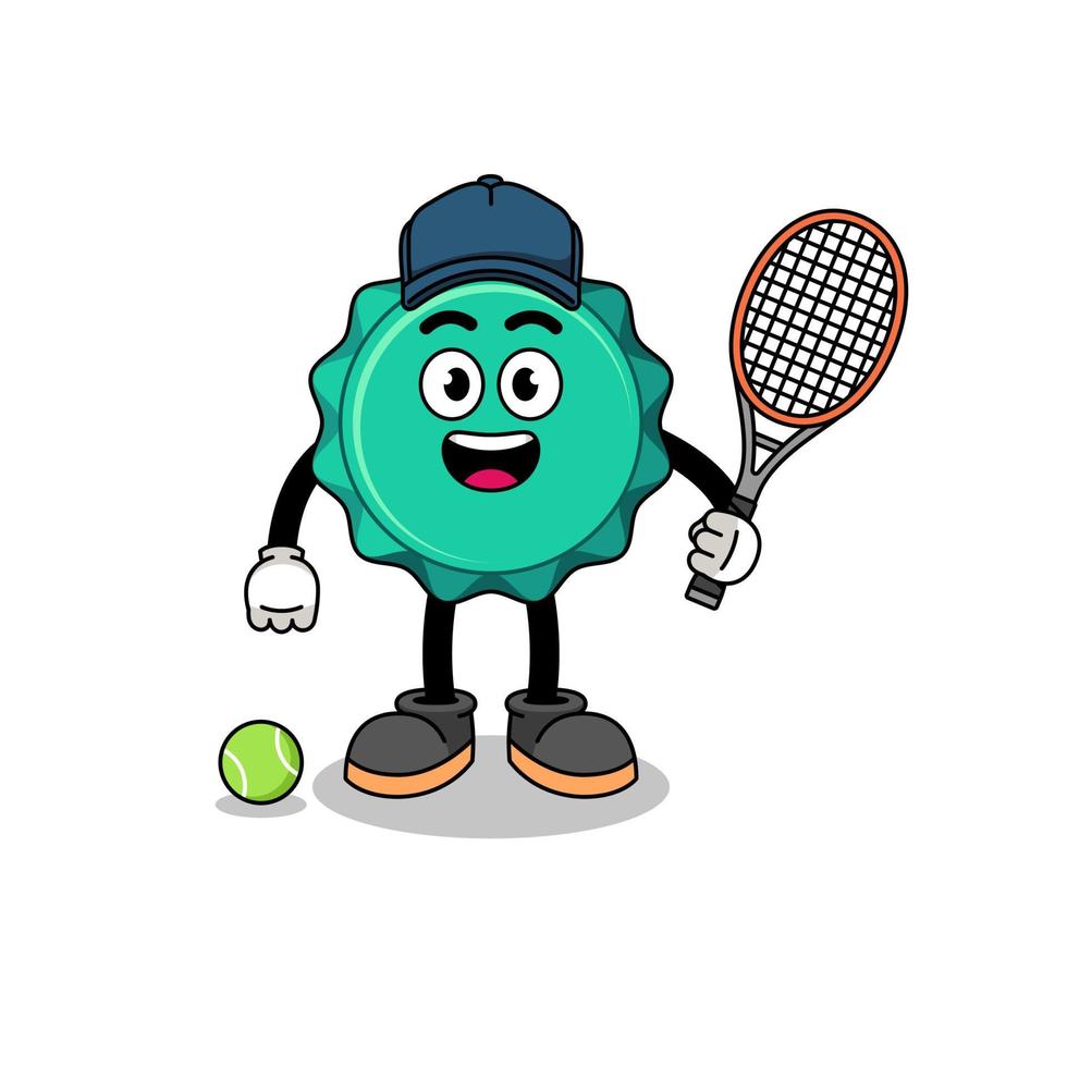 bottle cap illustration as a tennis player vector
