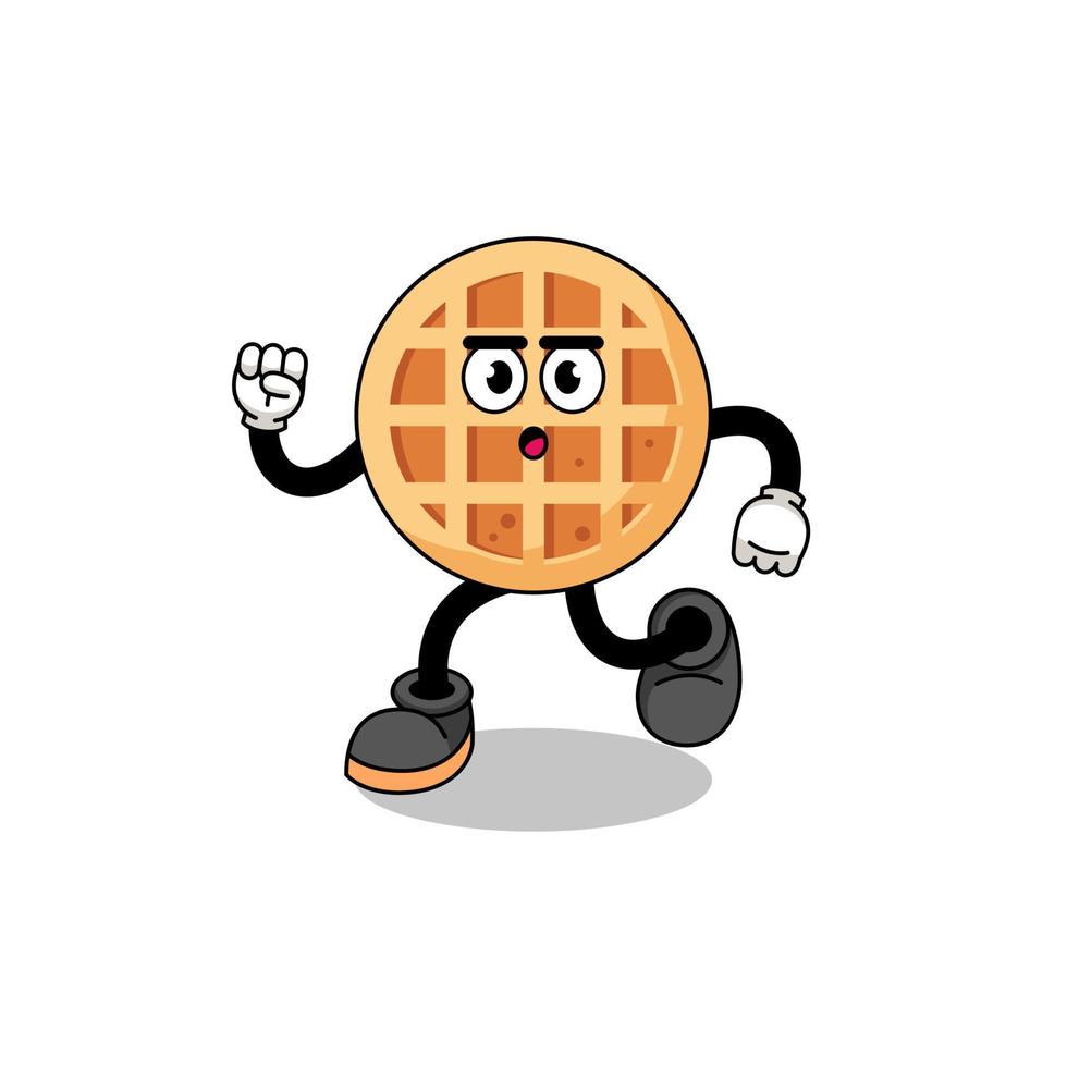 ilustración de mascota de waffle de círculo corriendo vector