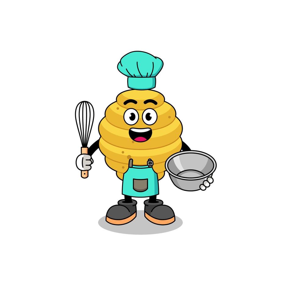 Illustration of bee hive as a bakery chef vector