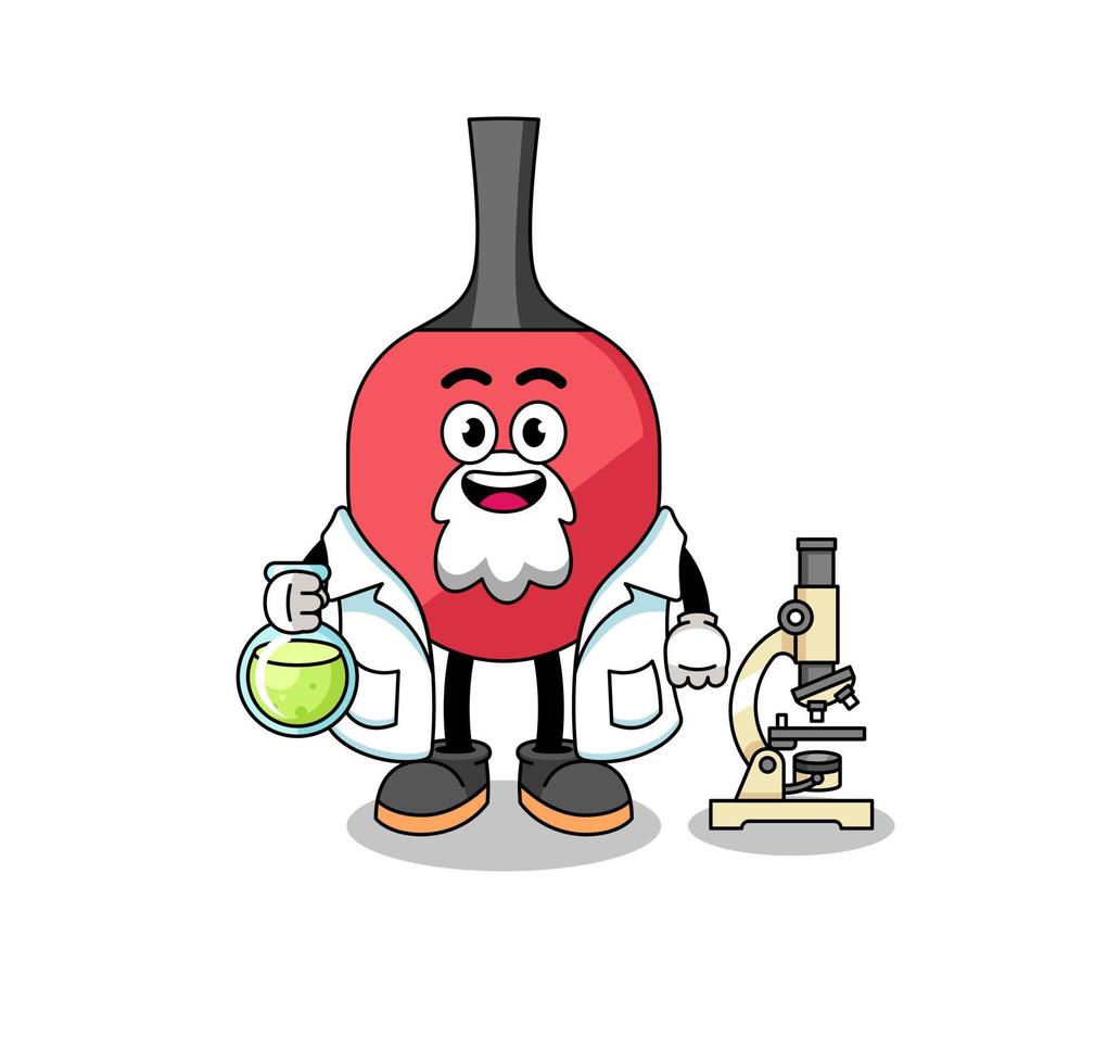 Mascot of table tennis racket as a scientist vector
