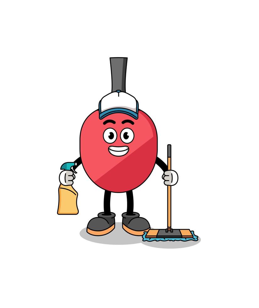 Character mascot of table tennis racket as a cleaning services vector