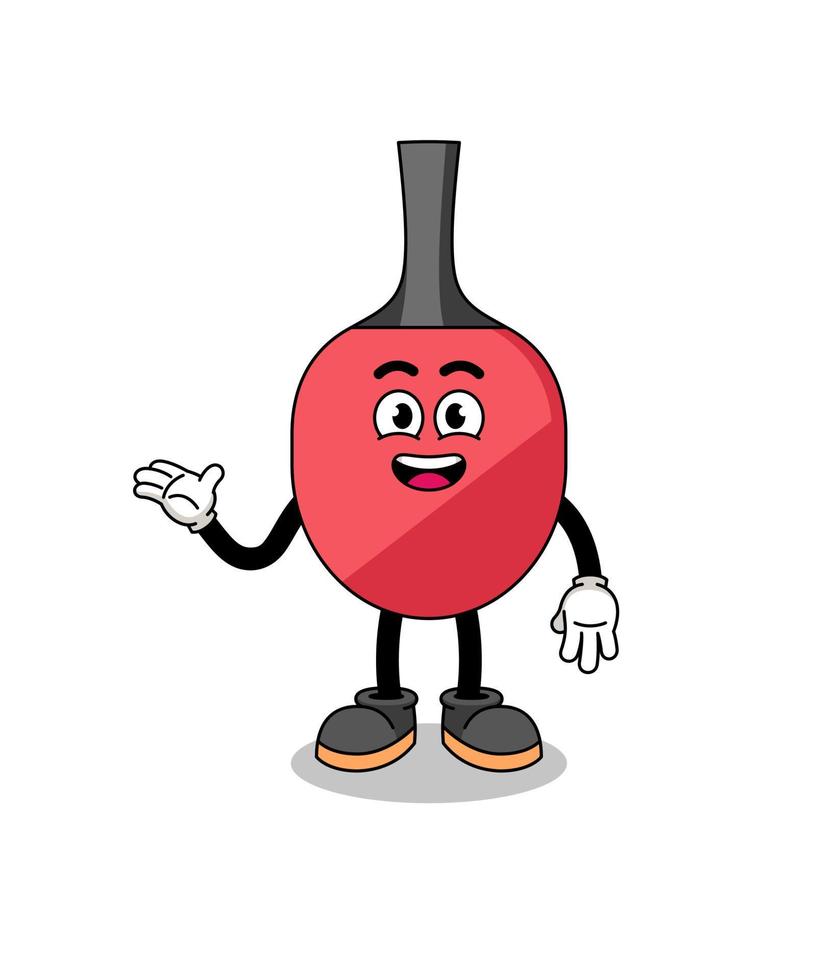 table tennis racket cartoon with welcome pose vector