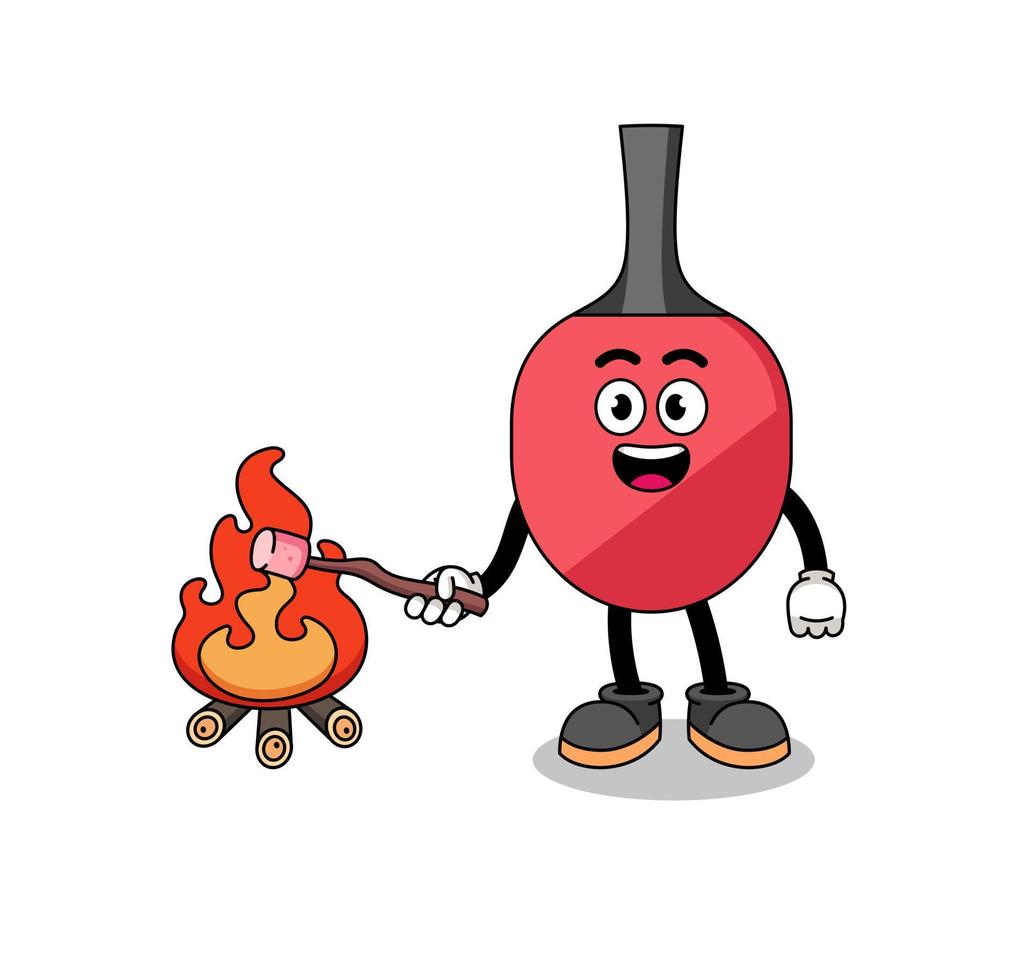Illustration of table tennis racket burning a marshmallow vector
