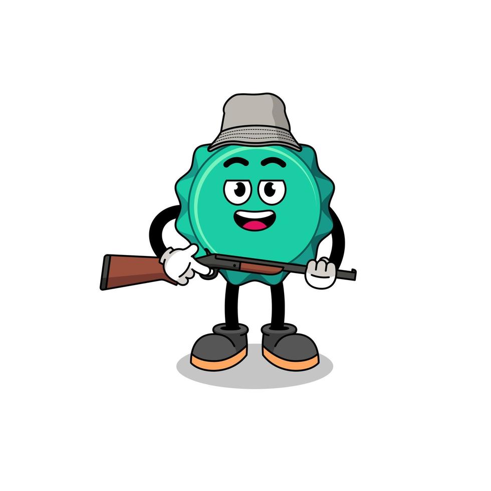 Cartoon Illustration of bottle cap hunter vector