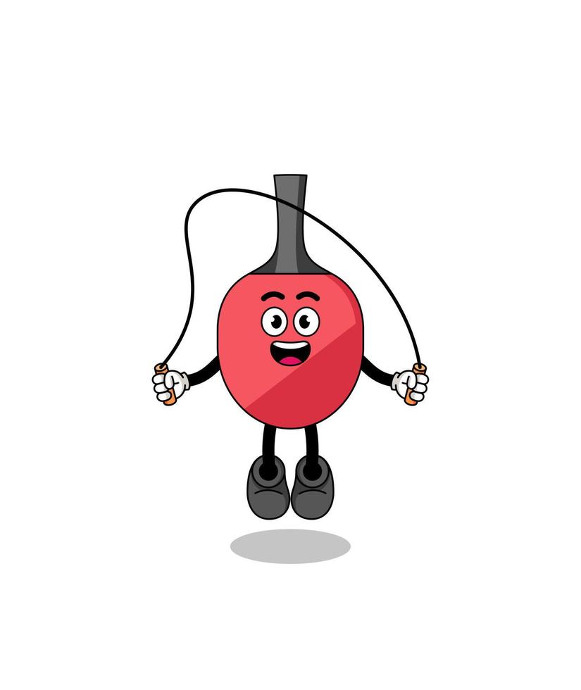 table tennis racket mascot cartoon is playing skipping rope vector