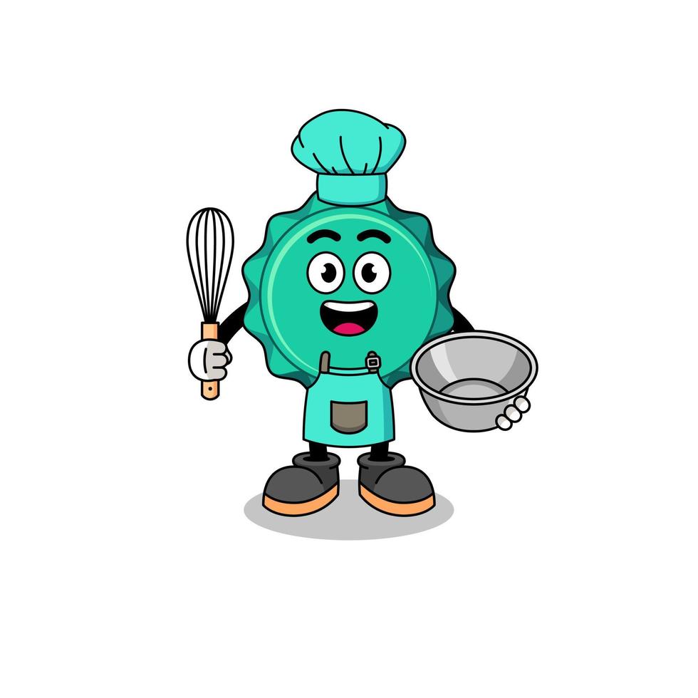 Illustration of bottle cap as a bakery chef vector