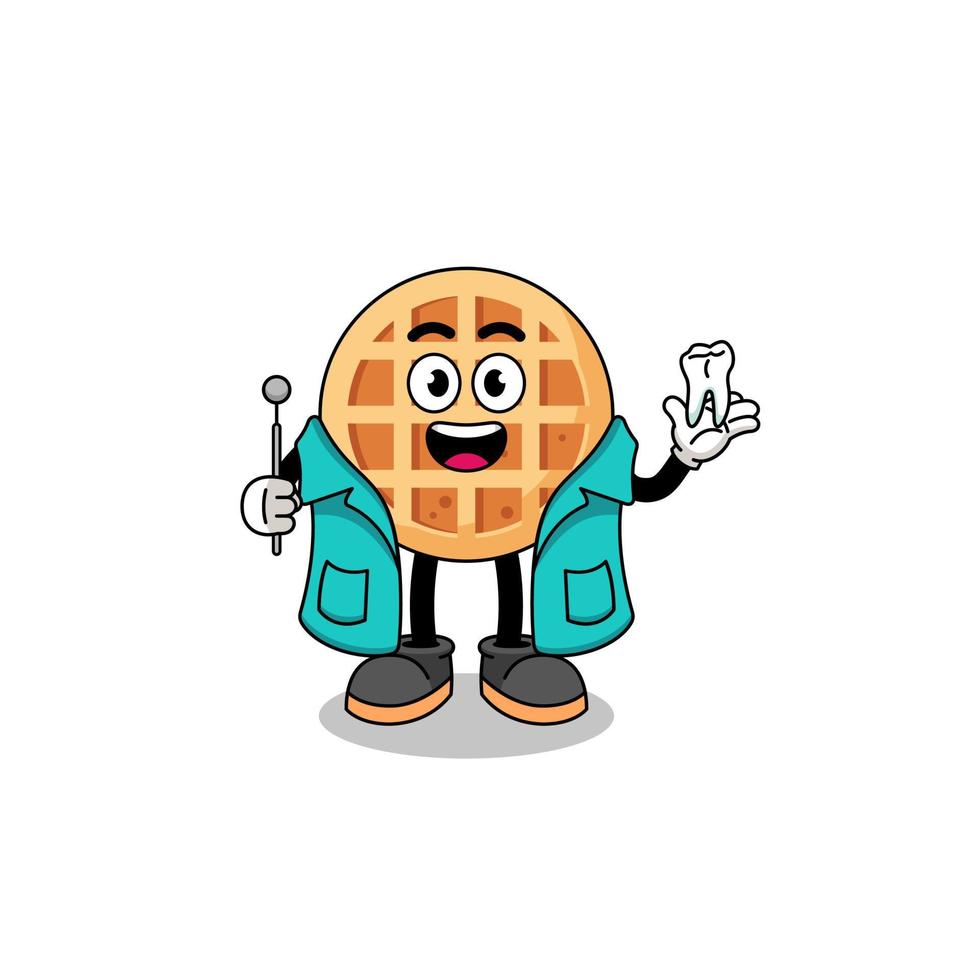 Illustration of circle waffle mascot as a dentist vector