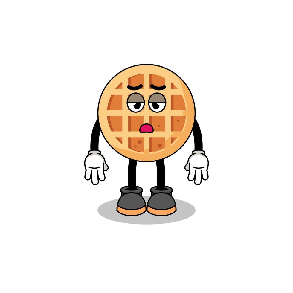 circle waffle cartoon with fatigue gesture vector