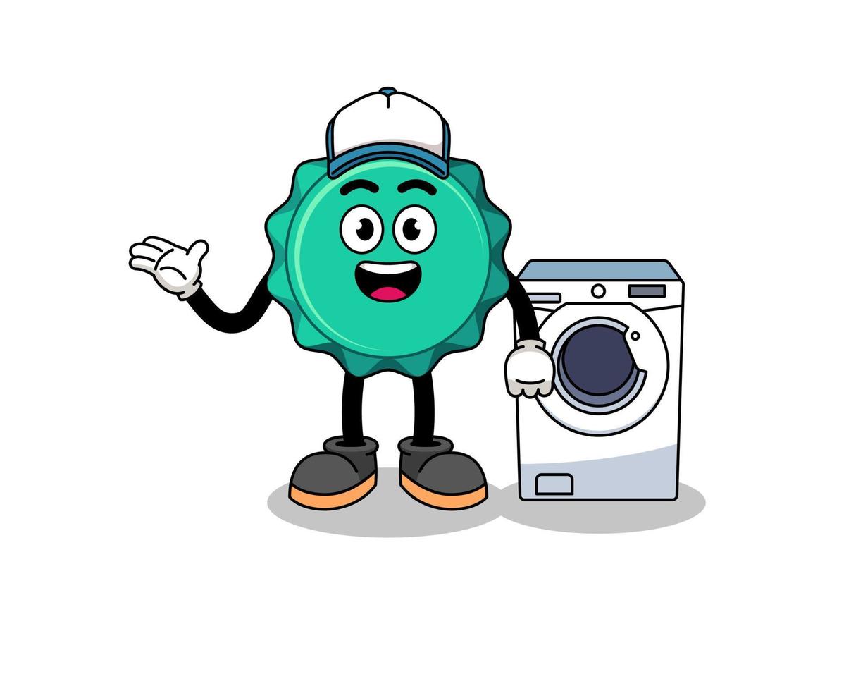 bottle cap illustration as a laundry man vector