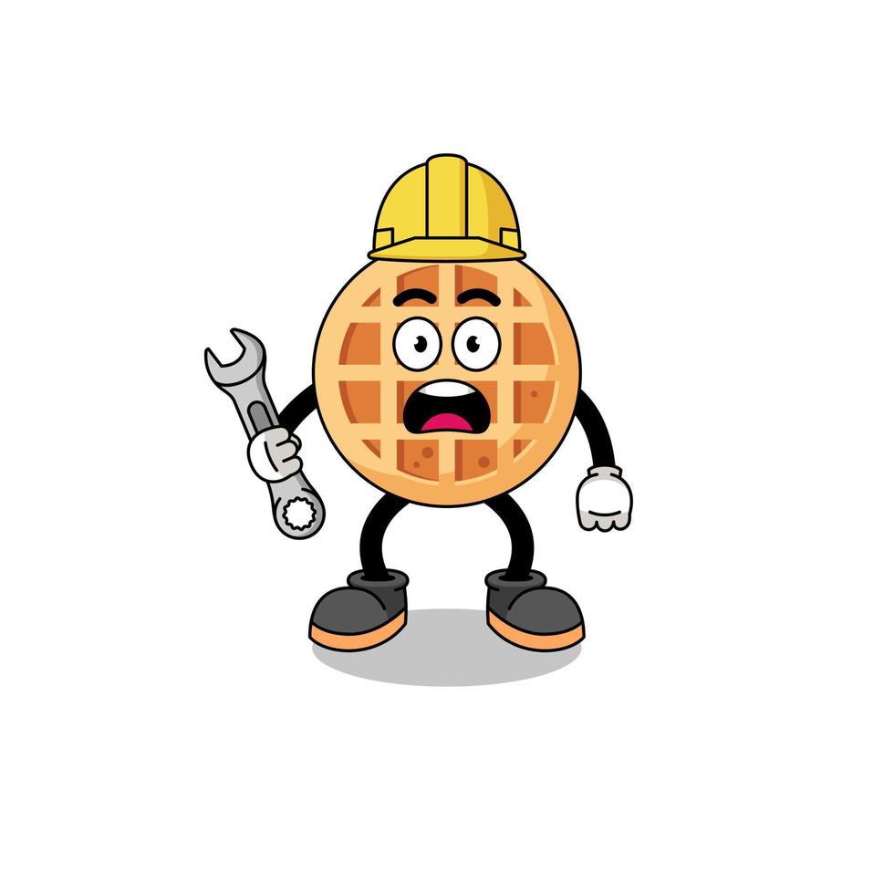 ilustración de personaje de waffle circular con error 404 vector