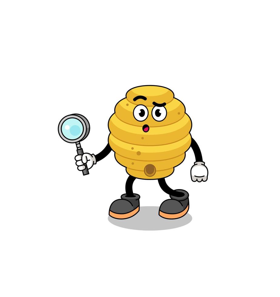 Mascot of bee hive searching vector