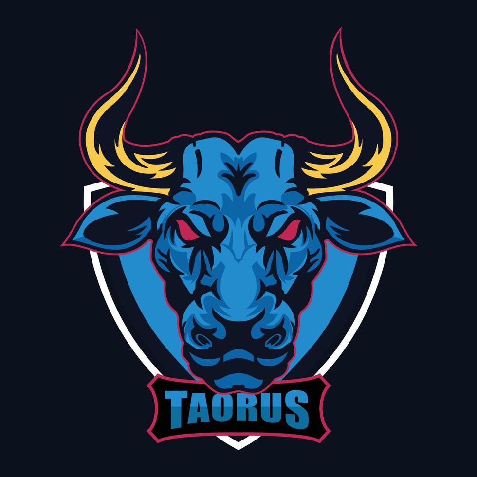 Bull head  mascot logo design for esport vector