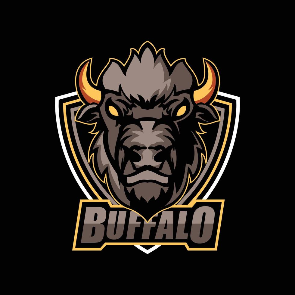 diseño de logotipo de mascota de cabeza de búfalo para esport vector