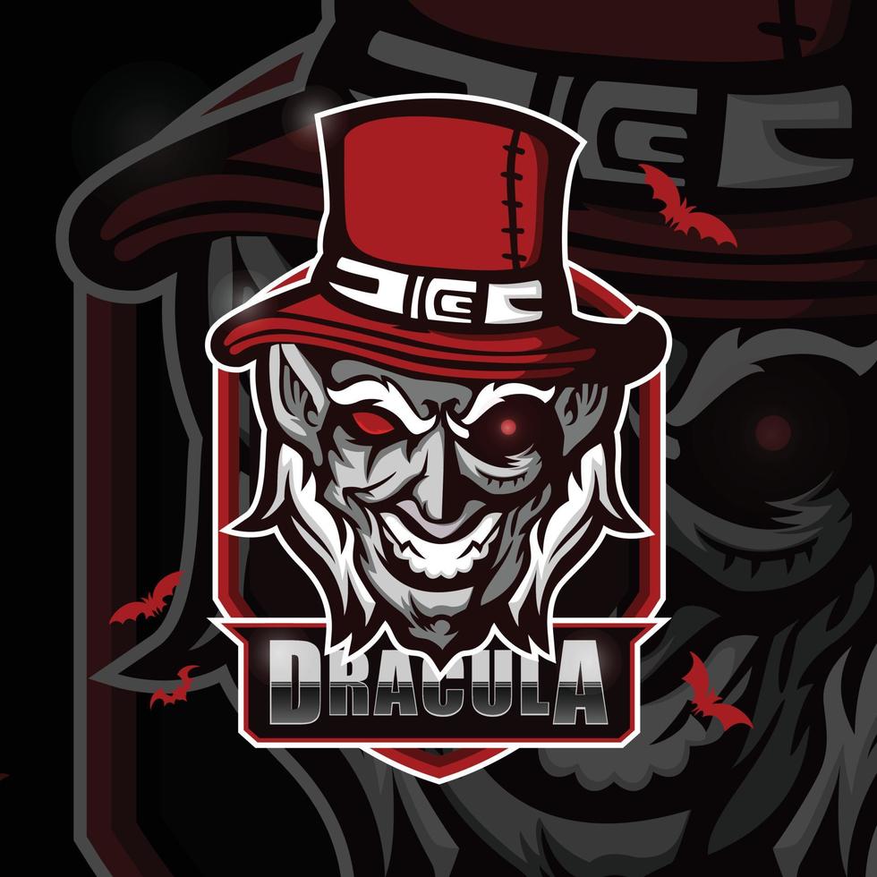 diseño de logotipo de mascota de cabeza de vampiro para esport vector