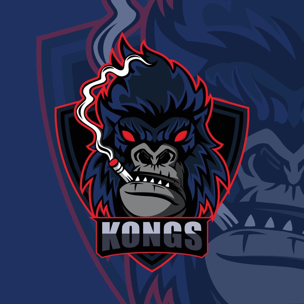 Gorilla head mascot logo design for esport vector