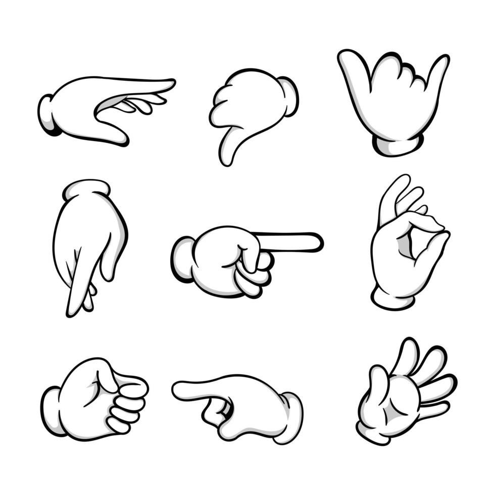 conjunto de ilustración de vector de manos de gesto