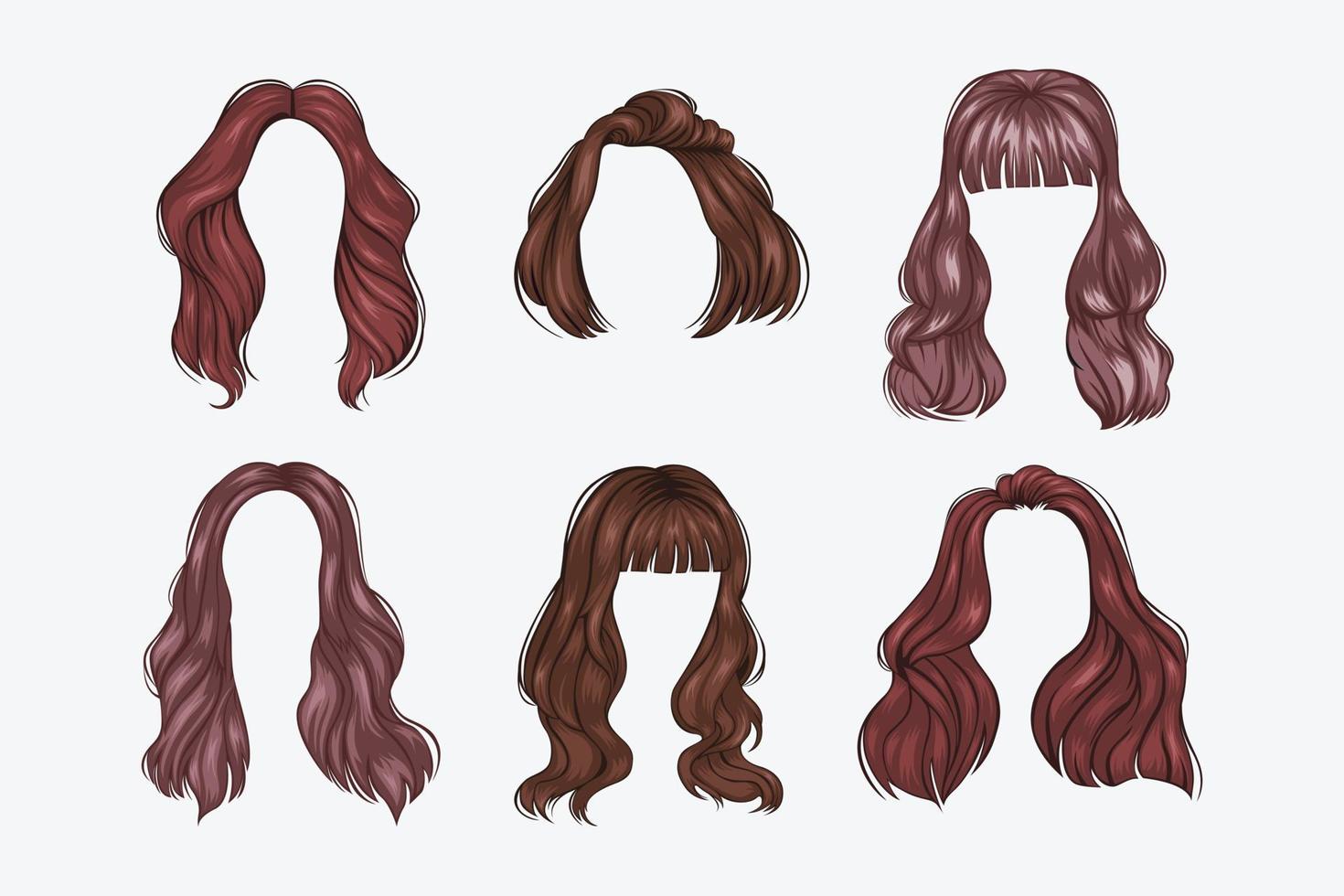 Set of Variety women hairstyles vector