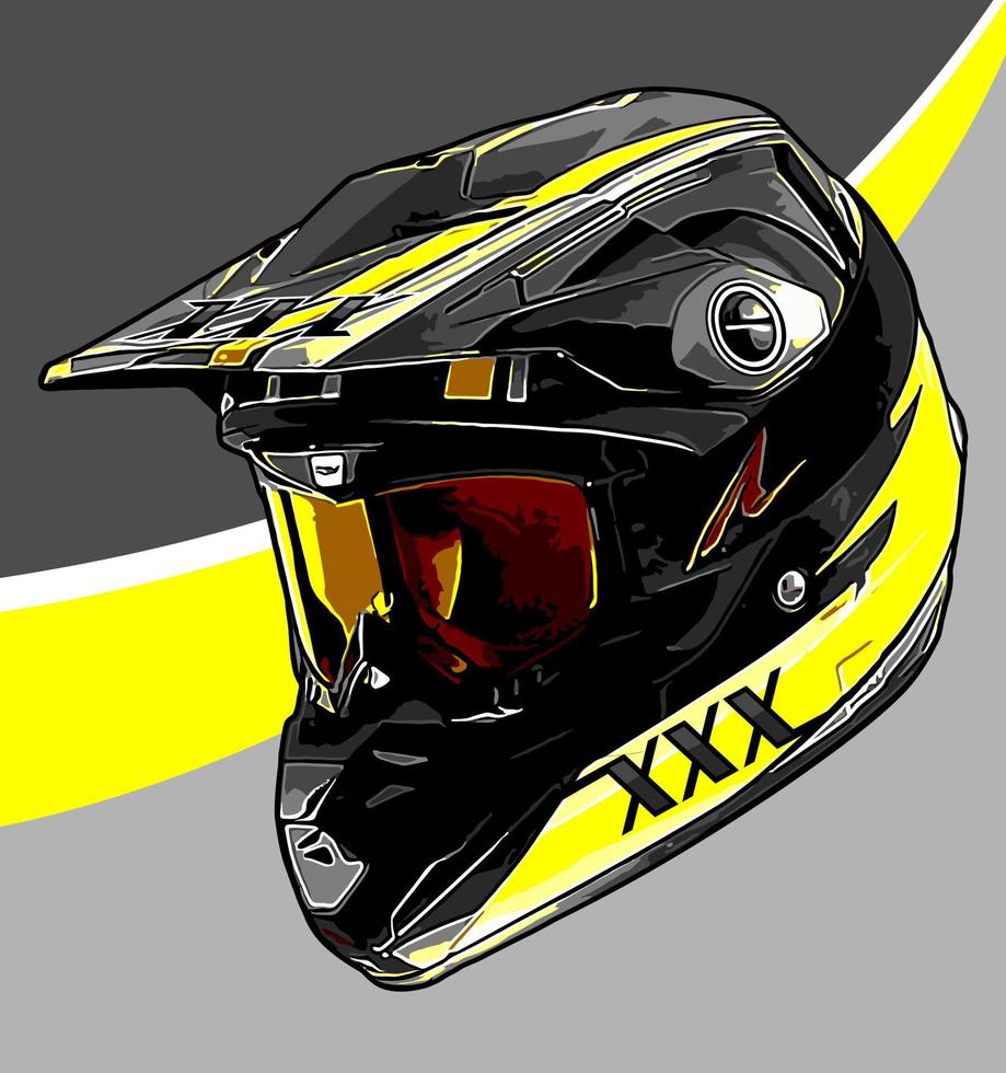 a black and yellow motor cross helemet pattern vector