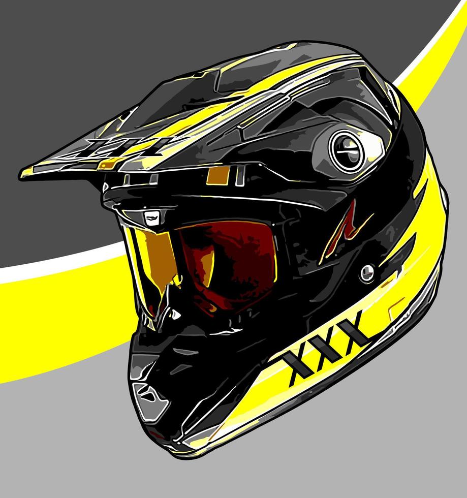 un patrón de casco cruzado de motor negro y amarillo vector