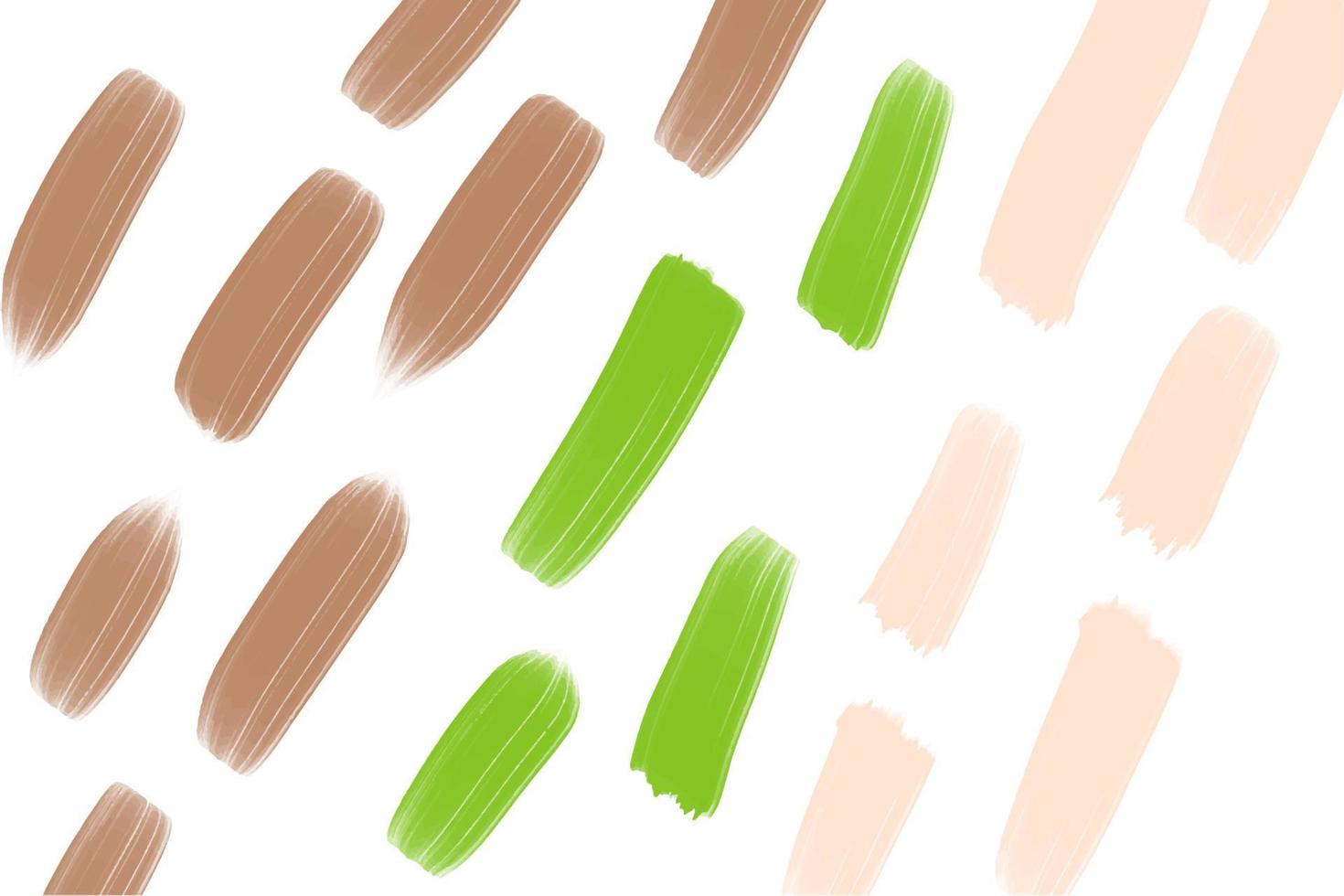 Acrylic background, pronounced strokes on white canvas, in green and nude colors, minimalism vector