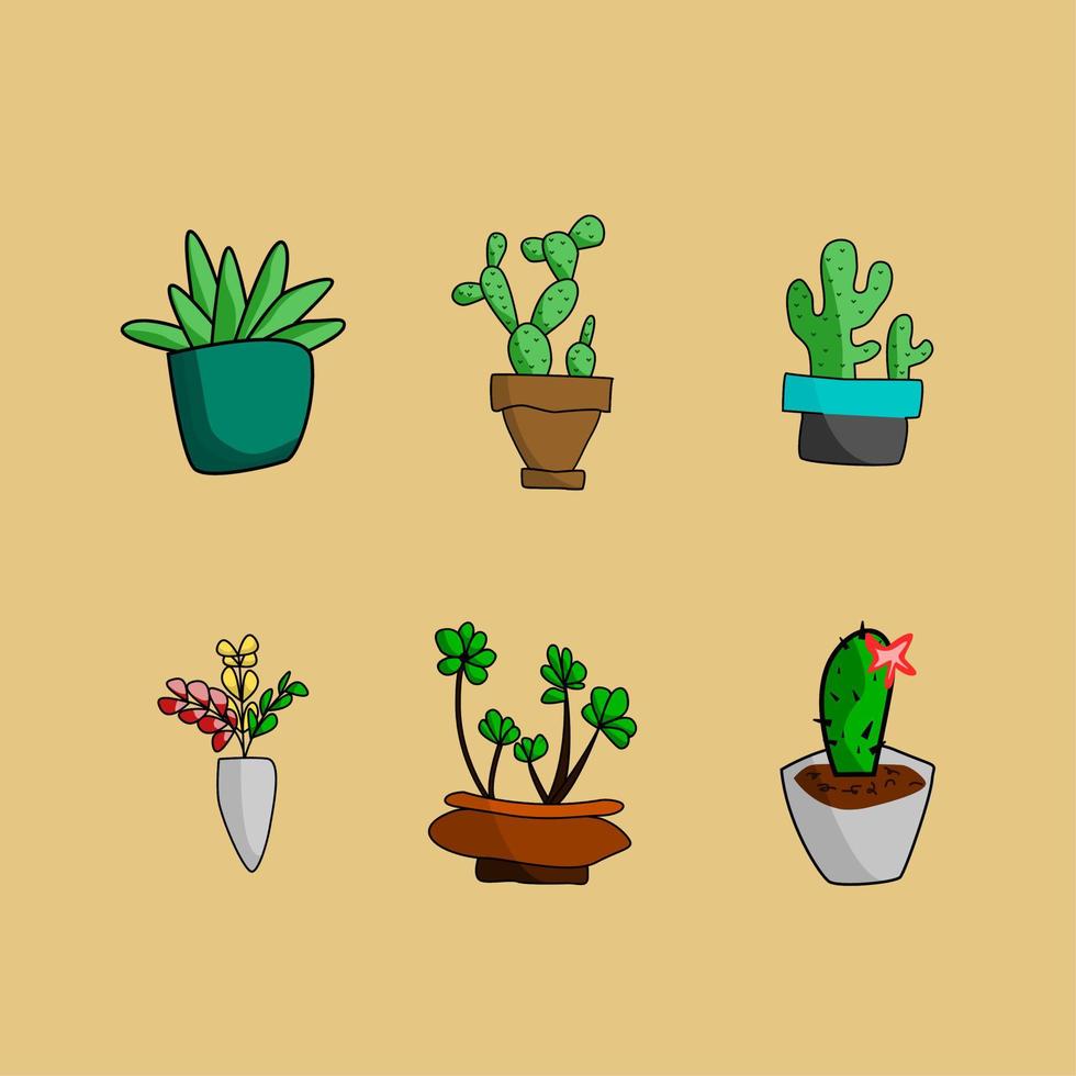 paquete de plantas para el diseño de ilustración de necesidades de fondo vector