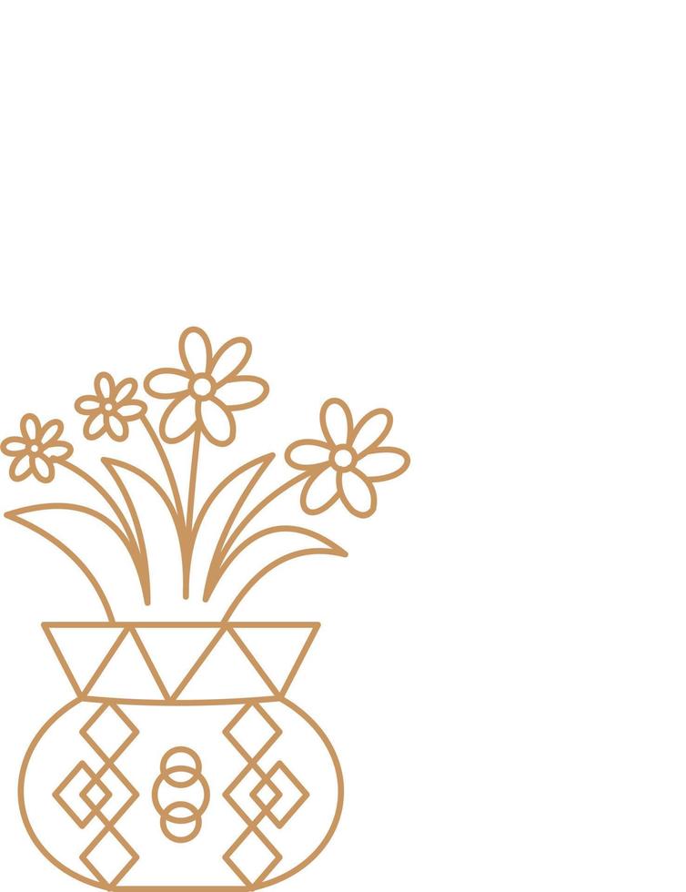 Flower in The Pot Outline vector