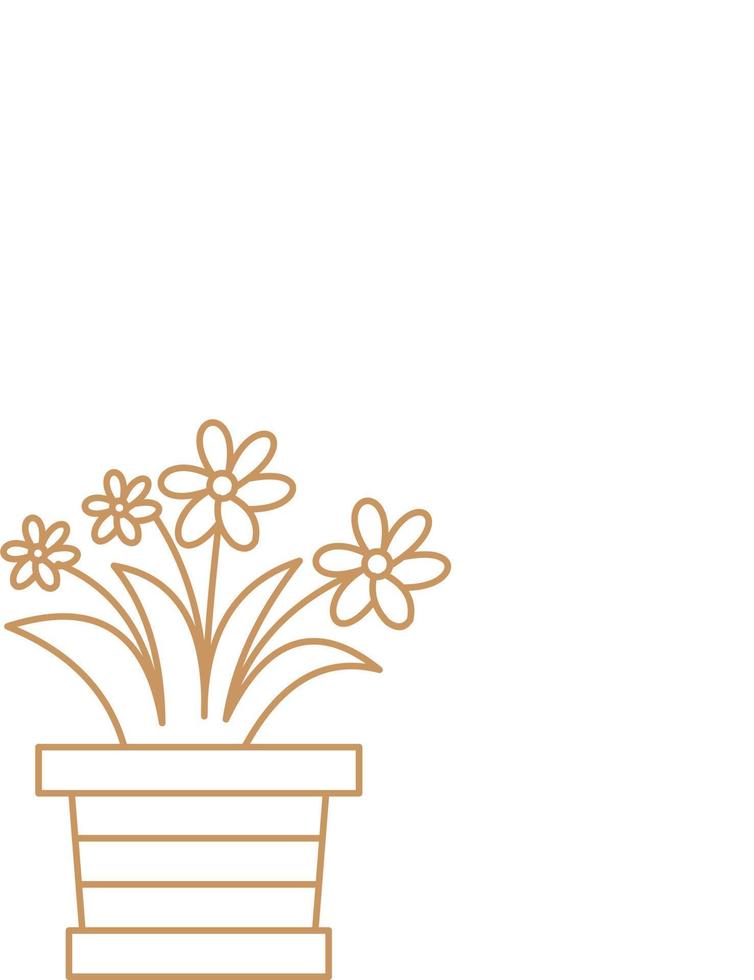 Flower in The Pot Outline vector