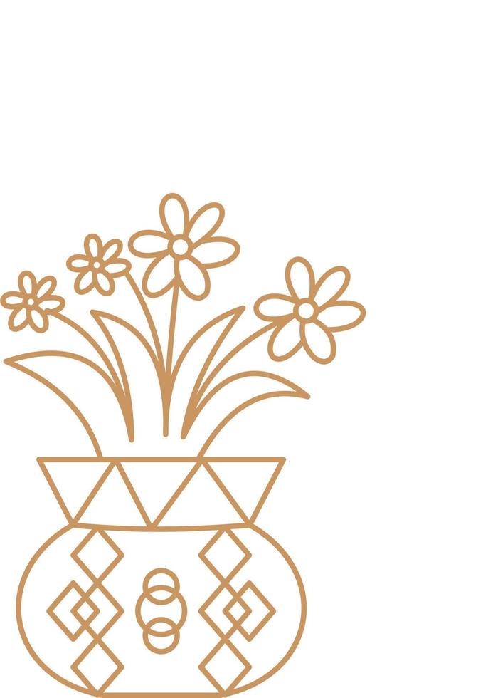 Flower in The Pot Outline vector