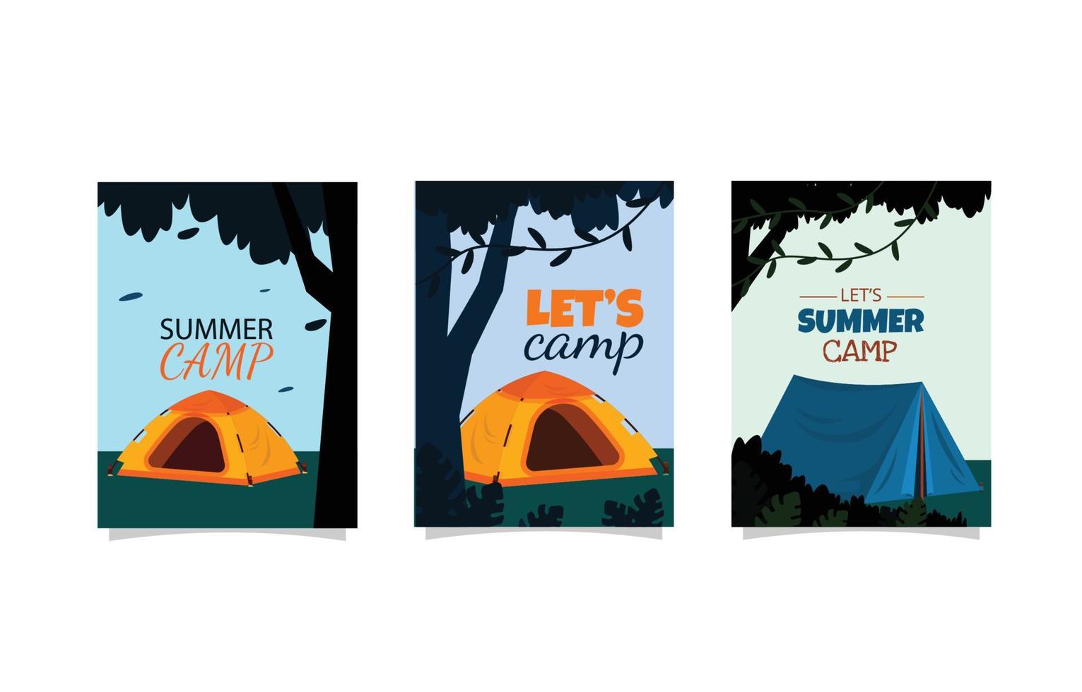 Summer Time Camping Tent Simple Card Template vector