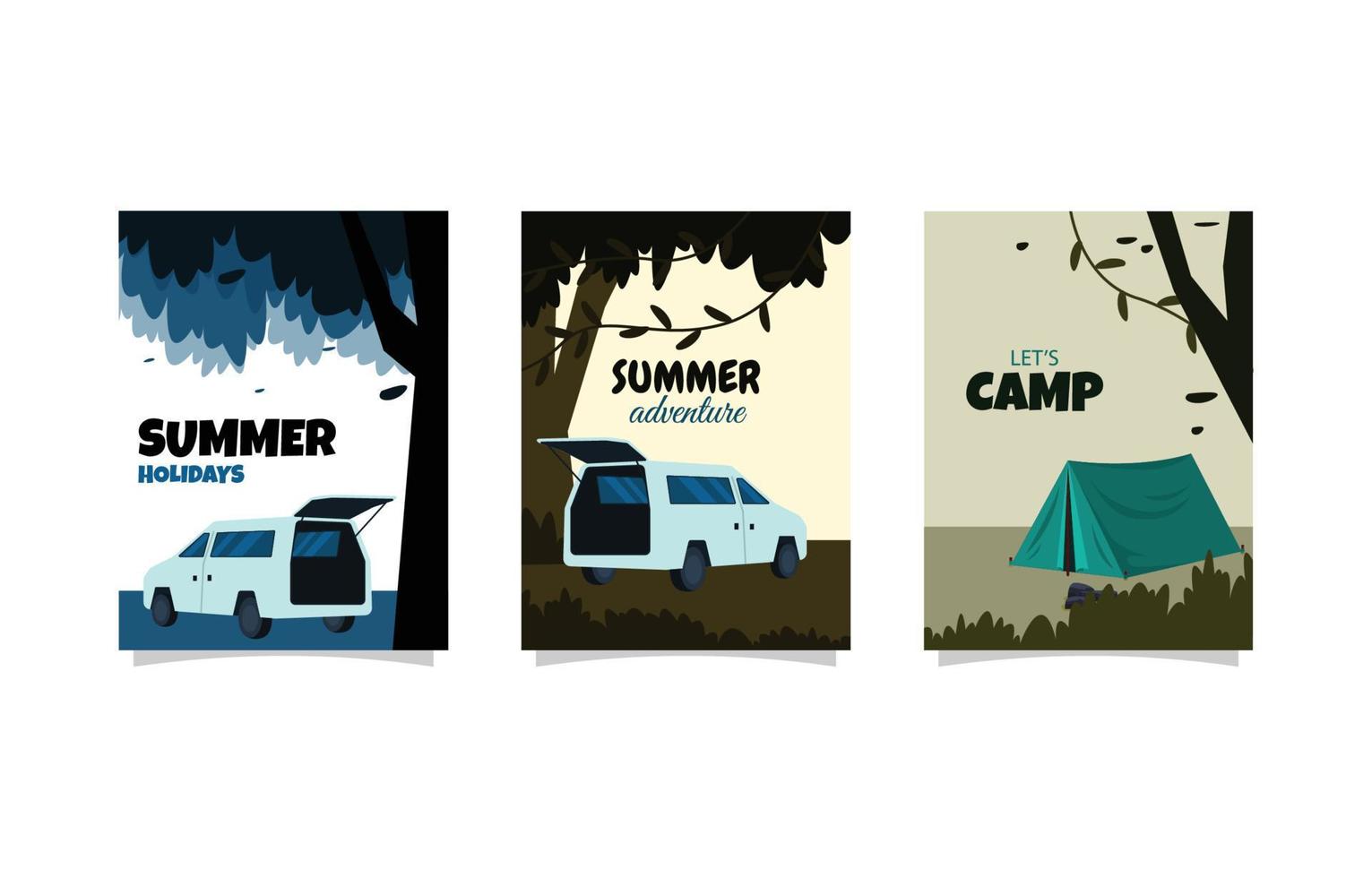 Summer Time Camping Tent Outdoor Adventure Card Template vector