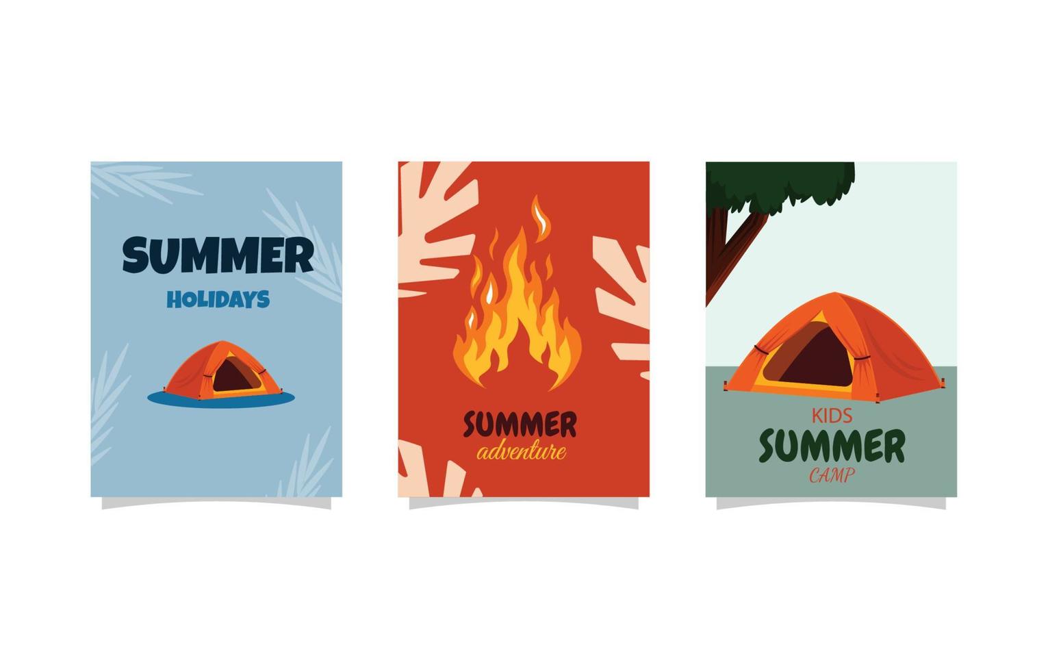 Summer Time Camping Tent Simple Card Template vector
