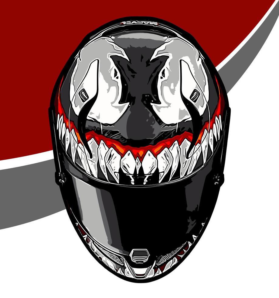 casco genial con patrón de monstruo vector