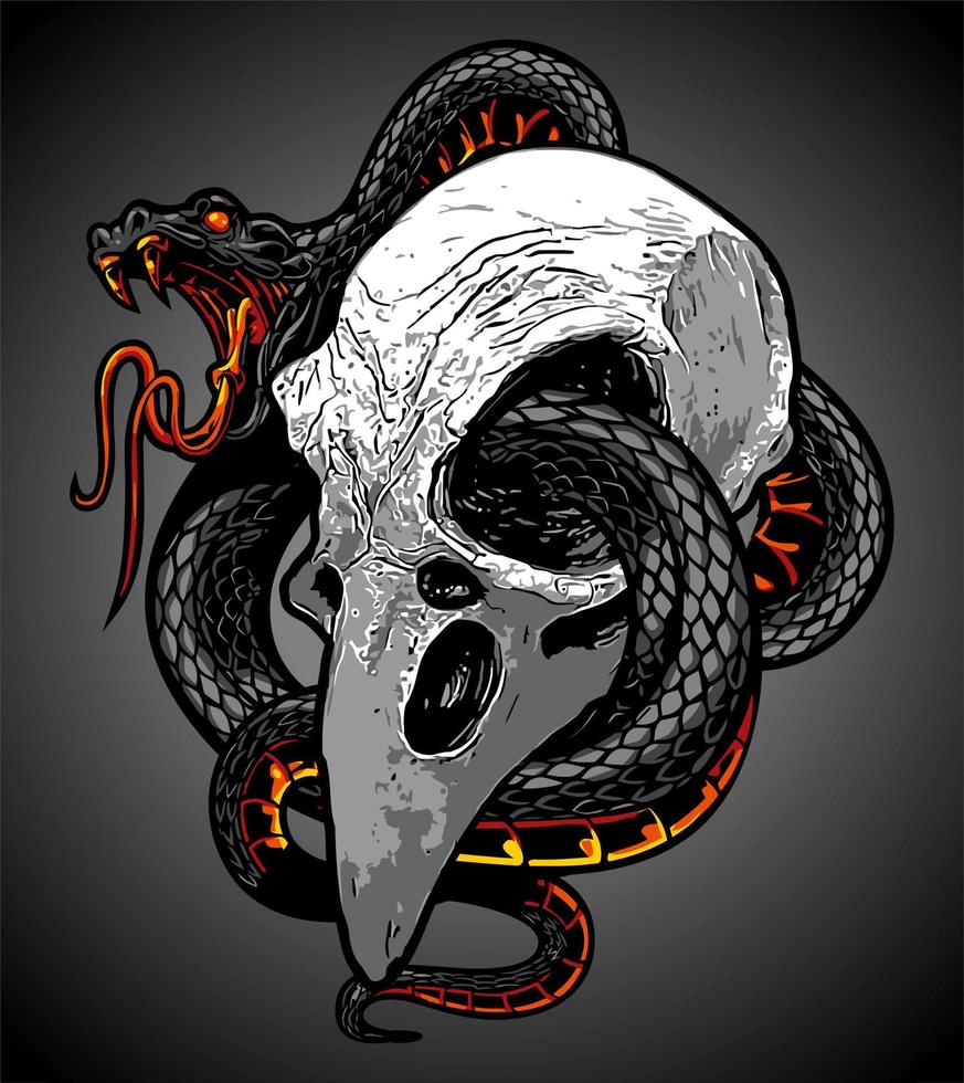 bird skull wrapped in snake.eps vector